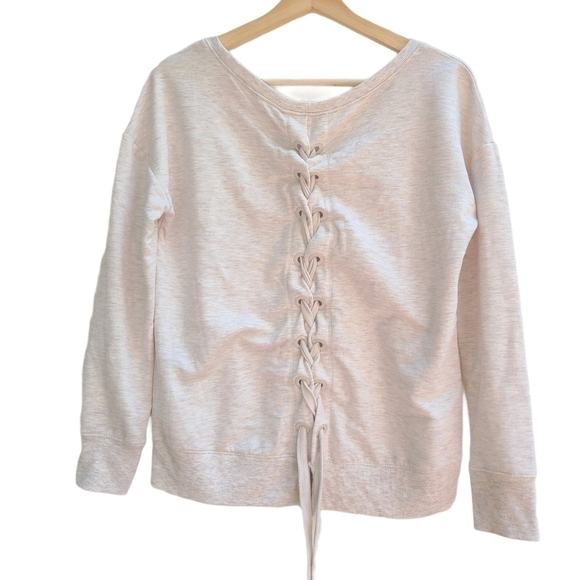 90 Degrees Over-sized Sweatshirt with Lace-up Back, Size Small - Picture 1 of 5